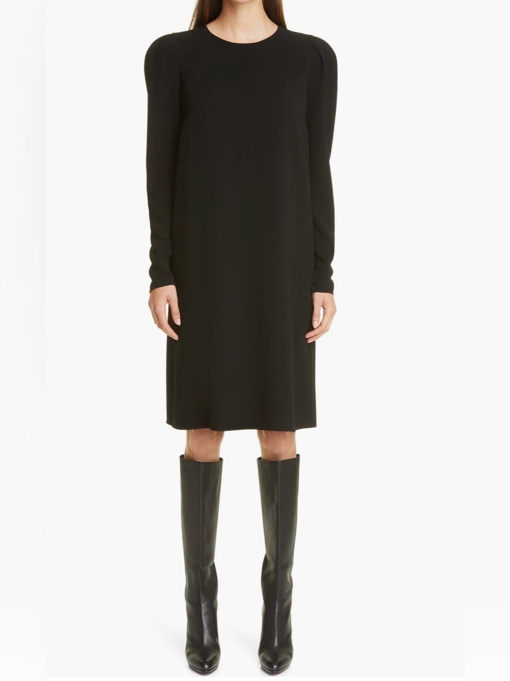 Lafayette 148 Black Shift Dress XL Puff Sleeve Minimalist Career‎ Designer